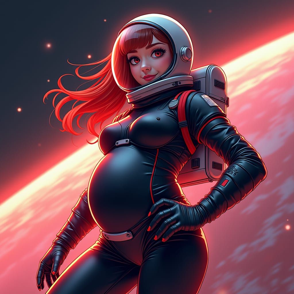 Anime Astronaut in Zero Gravity