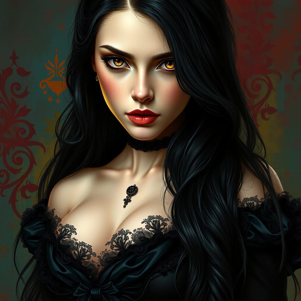 Gothic Girl with Mystical Aura