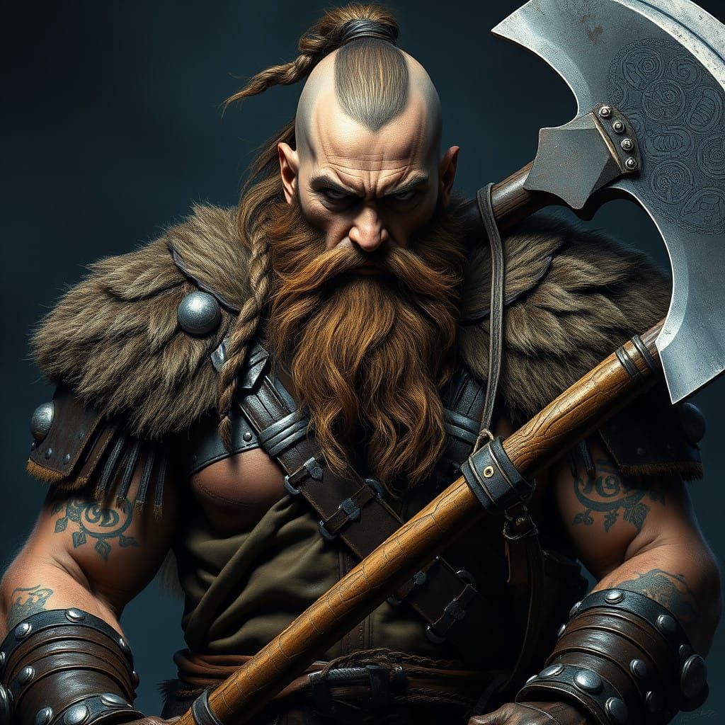 Fierce Viking Warrior in Ancient Battle Regalia