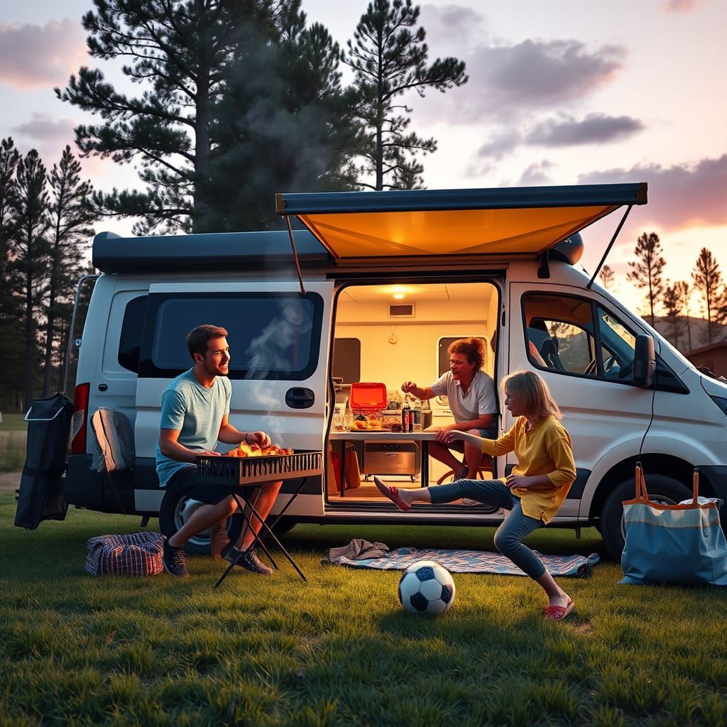 Family Camping Scene in Realistic 8K Resolution