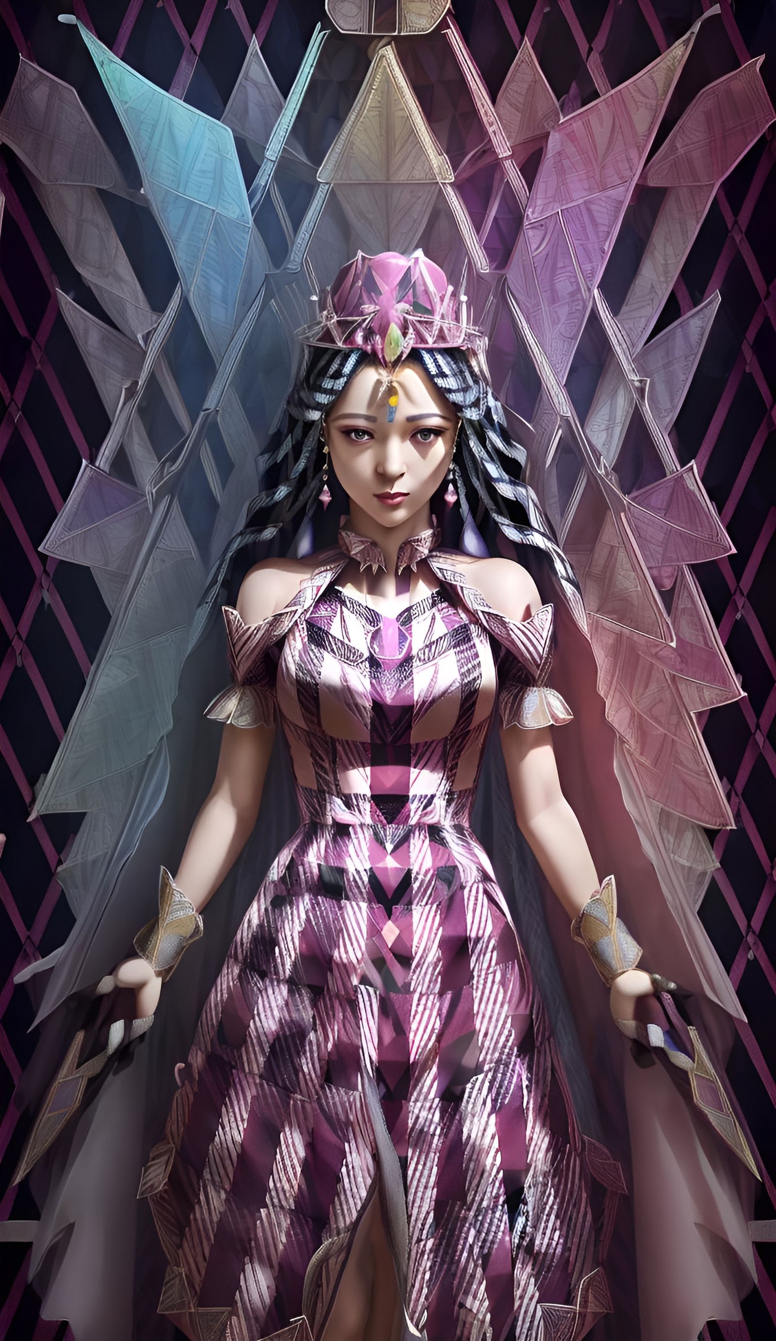 Art Deco African Queen with Rainbow Rose