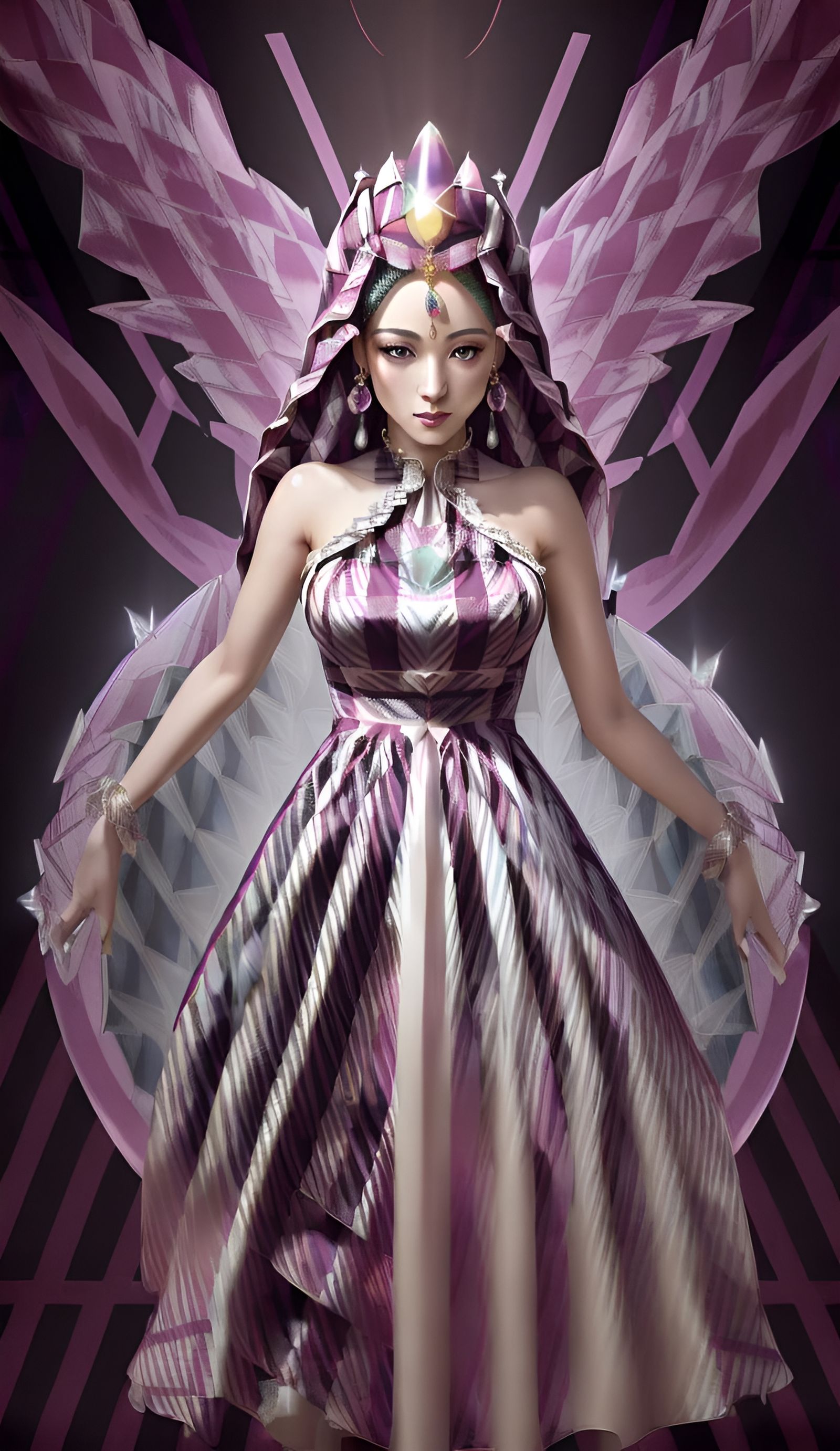 Art Deco African Queen with Rainbow Rose