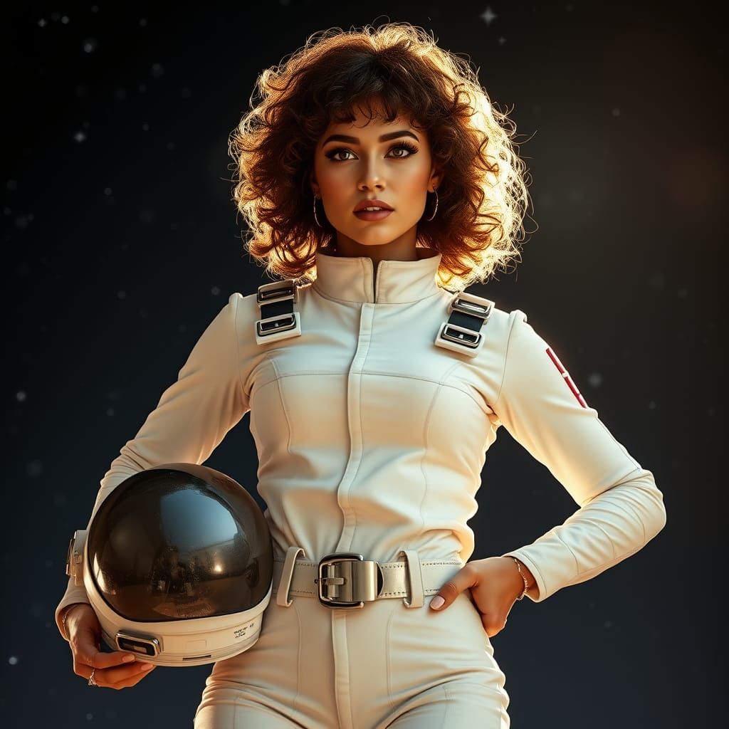 Retro-Futuristic Space Heroine in Hyperrealistic Style