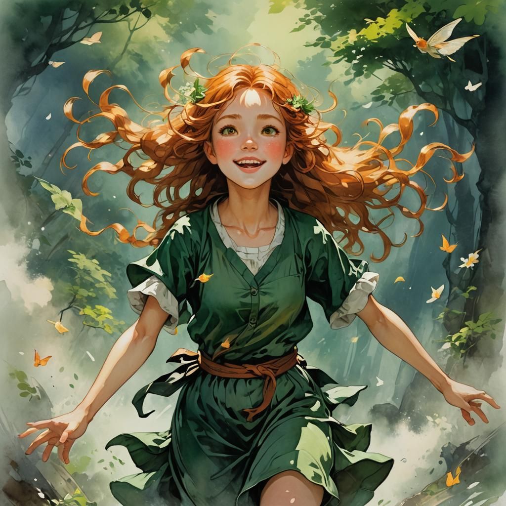 Fairy and Girl in Watercolor Art Style