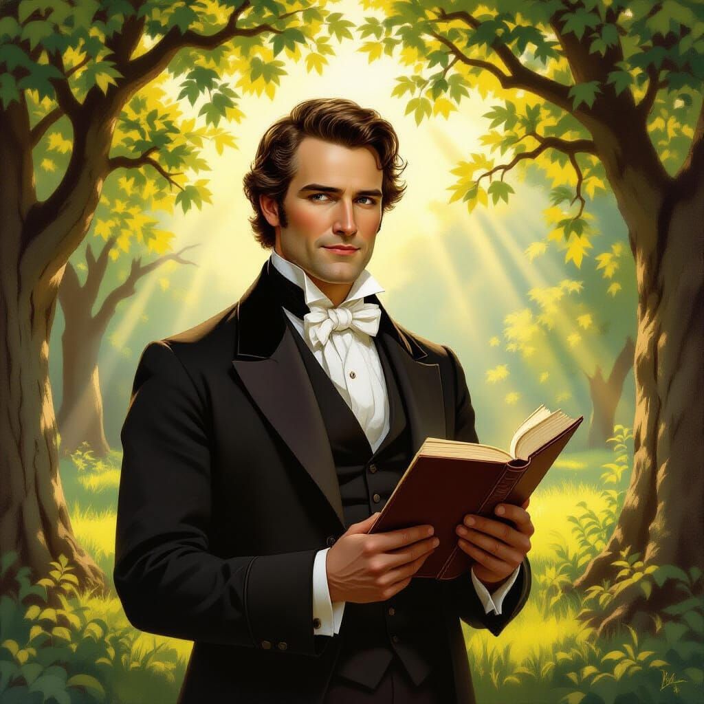 Man with Book in Sacred Grove, Painterly Style