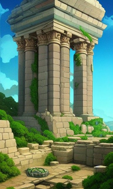 Zeus Statue in Atlantis with Grecian Temple