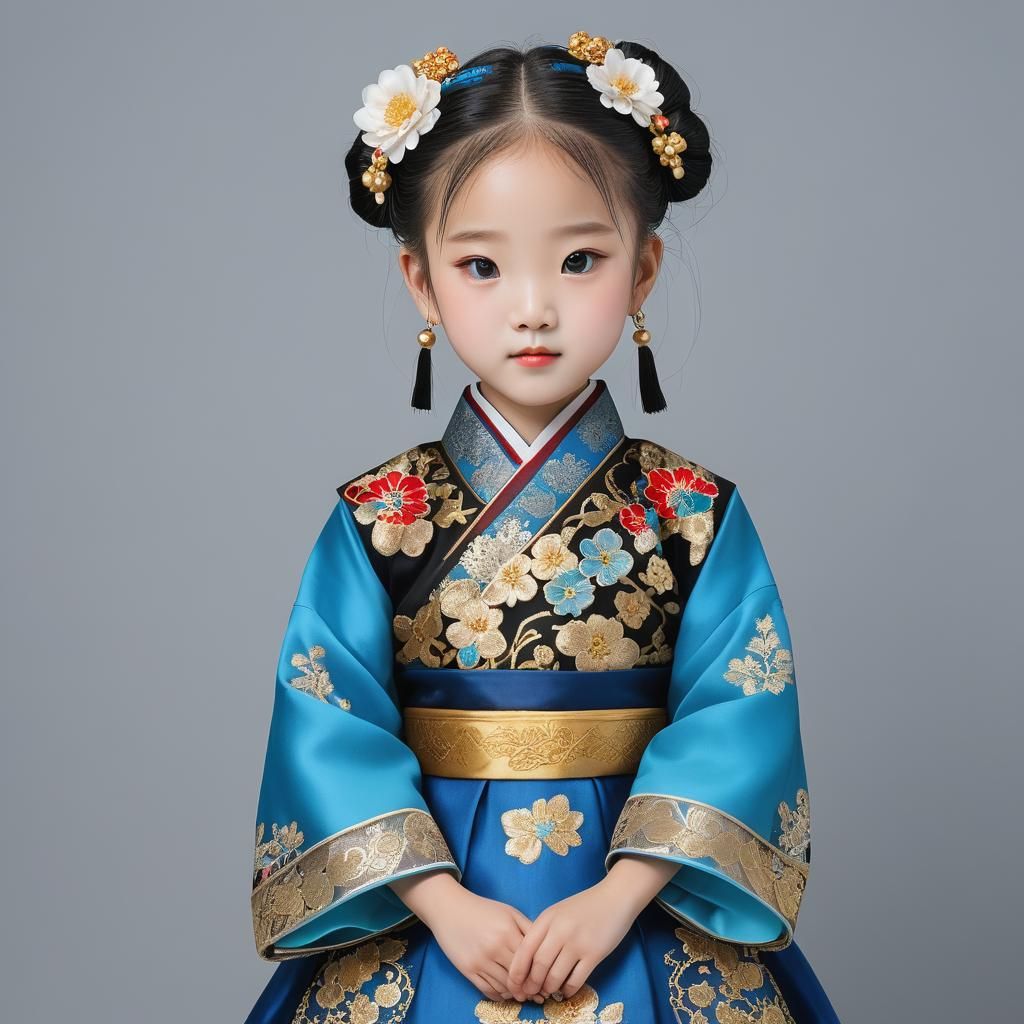 Little Girl in Hanbok: 3D Anime Art