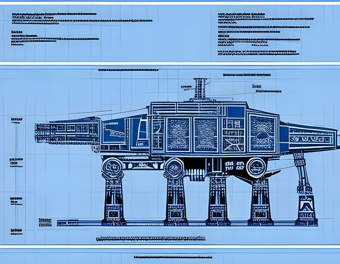 Engineering drawing of Star Wars AT-AT Imperial walker