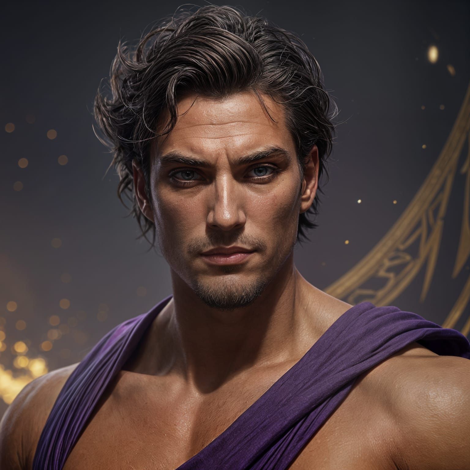 Introspective Stoic Bodybuilder in Ancient Greek Elegance