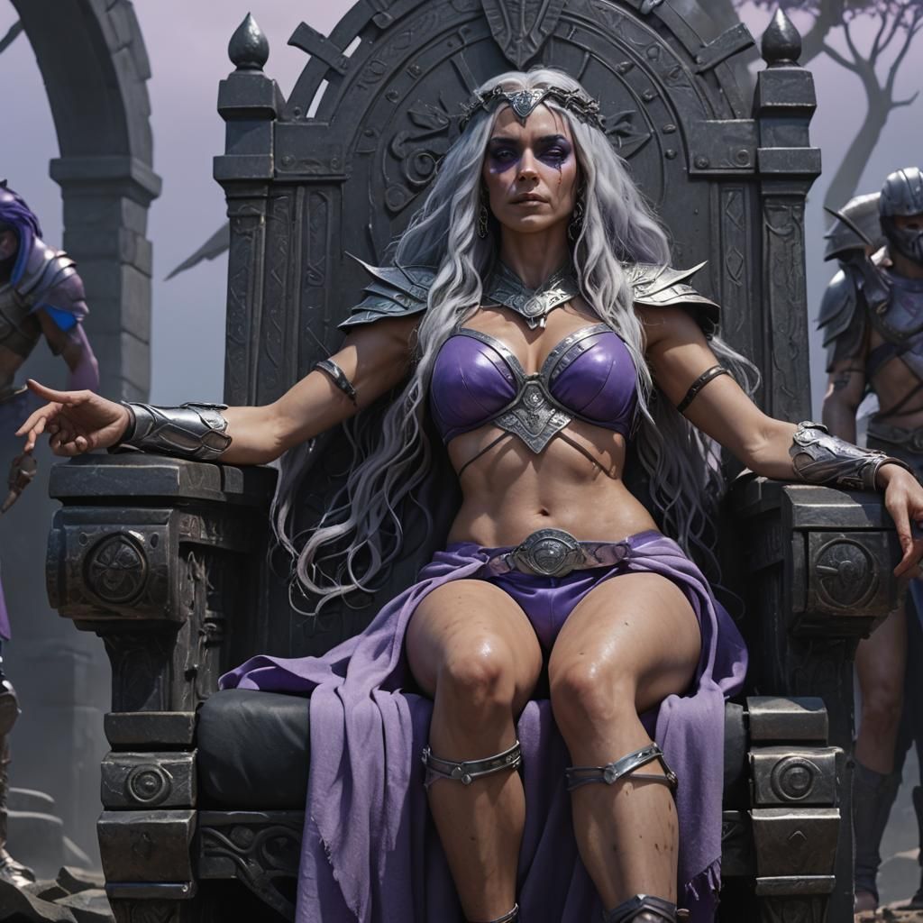 Blue-Skinned Queen on Silver Throne