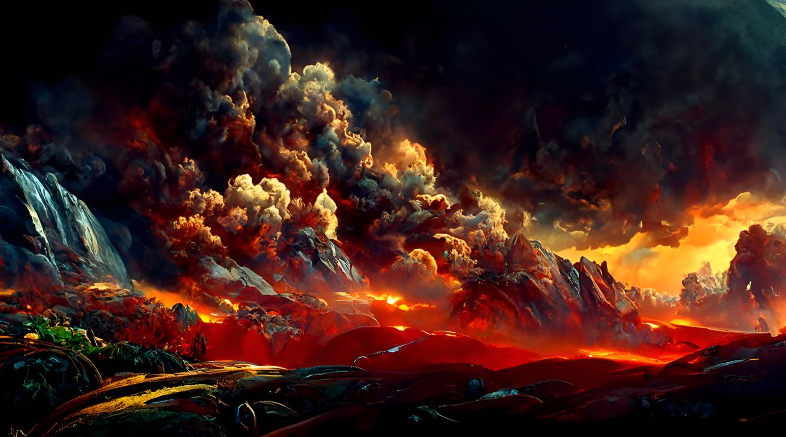 Inferno: Forest Fire Landscape Painting in Hyperrealism