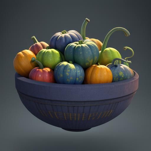 Glowing Gourds in Intergalactic Garden: 3D Concept Art