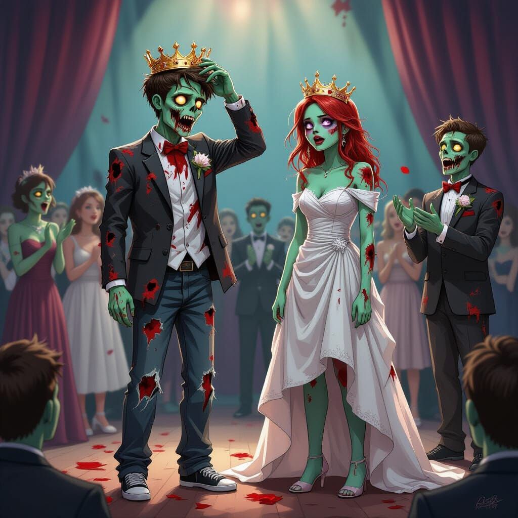 Zombie Prom King and Queen Crowned on Stage