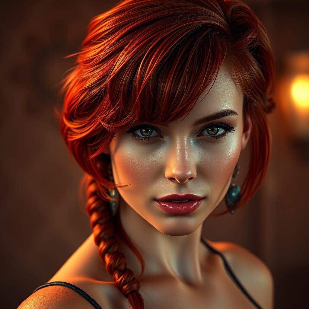Sensual Redhead Portrait in Vintage Hollywood Glamour Style