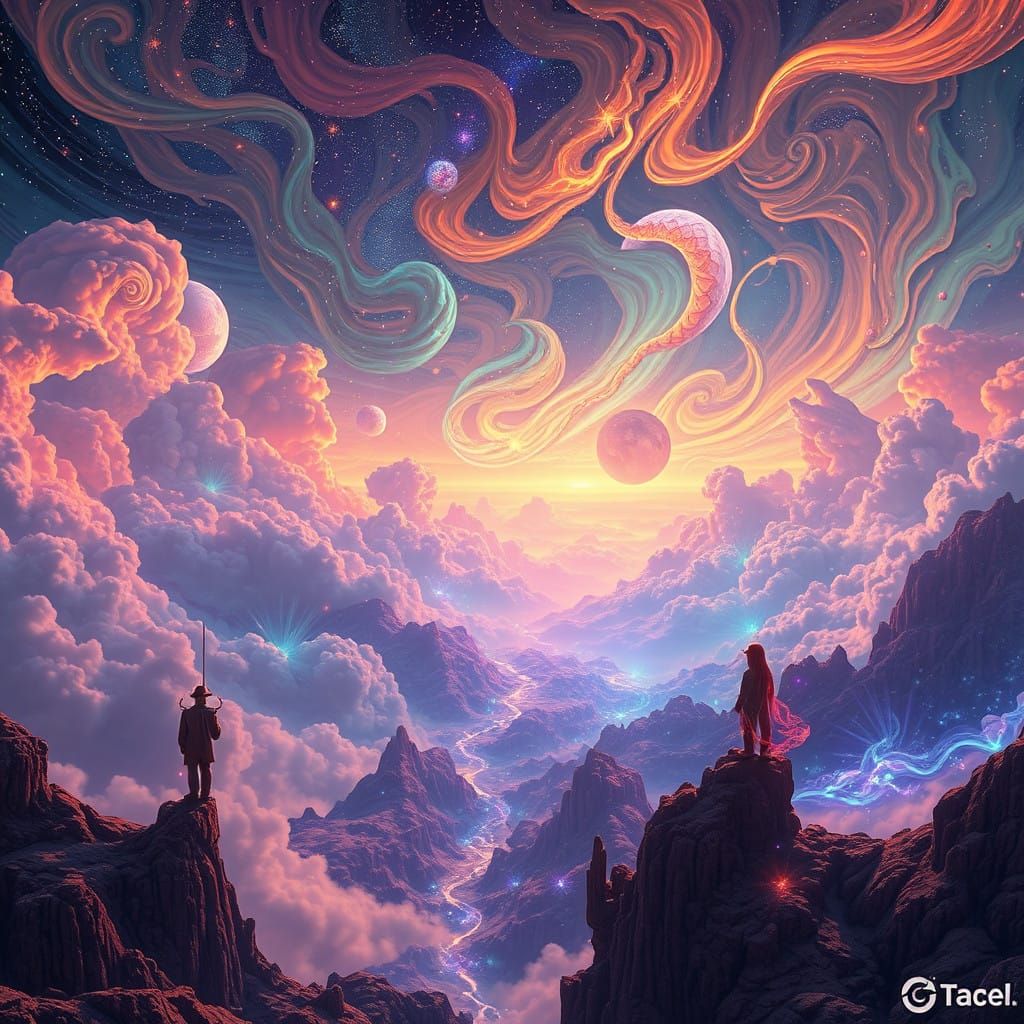 Ethereal Starlit Dreamscape in Iridescent Hues