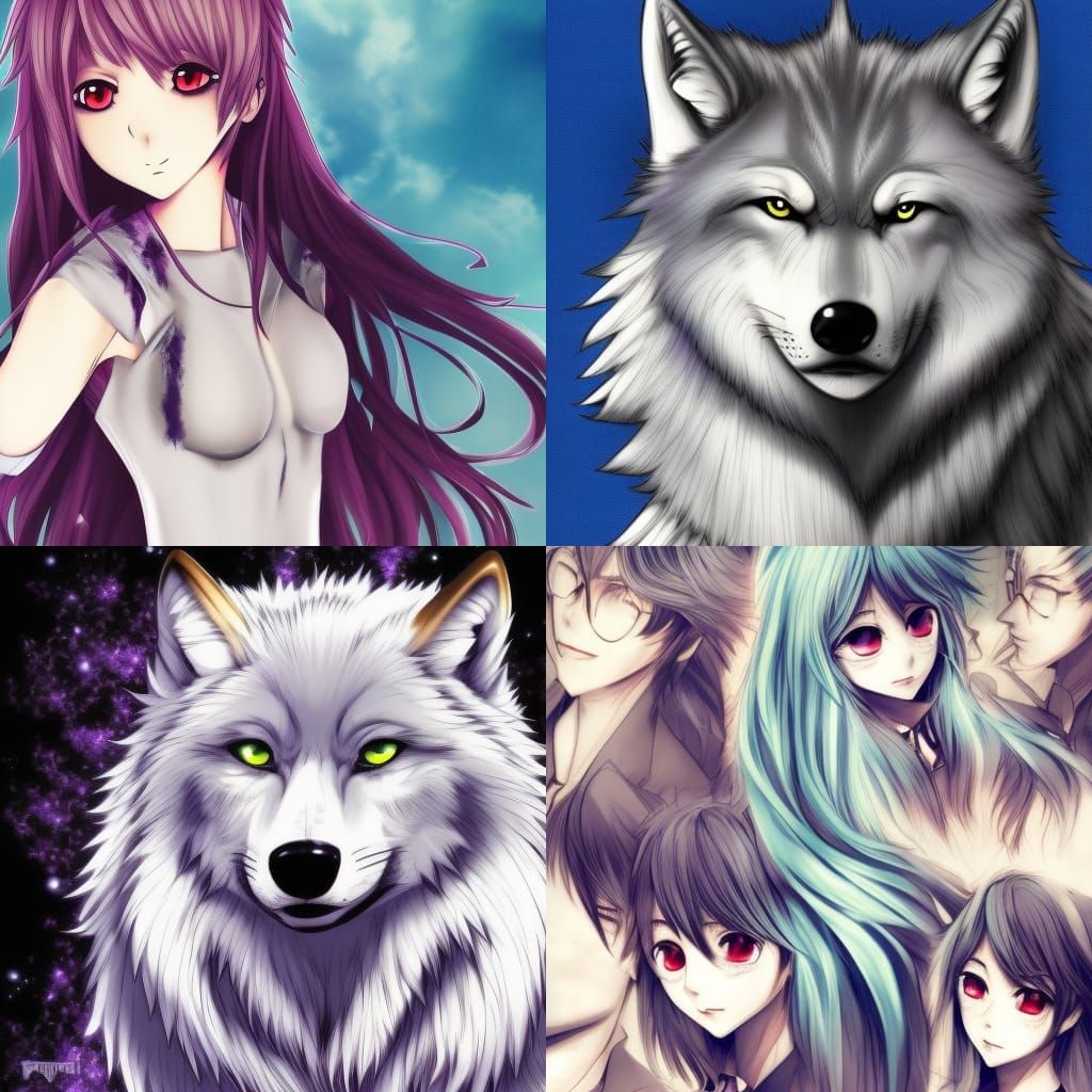 Anime Style Wolf Illustration