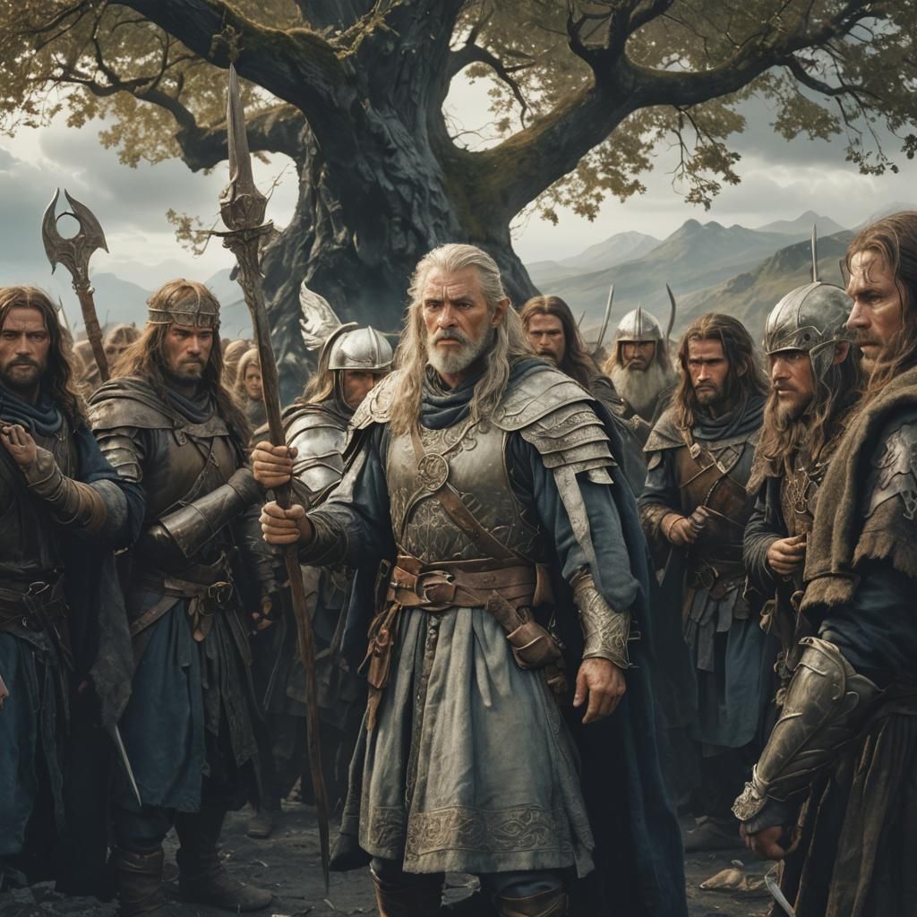 Dramatic Warrior Portrait in Tolkien Style