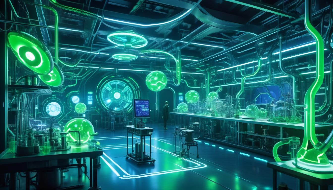 Futuristic Biopunk Lab with Hybrid Creatures