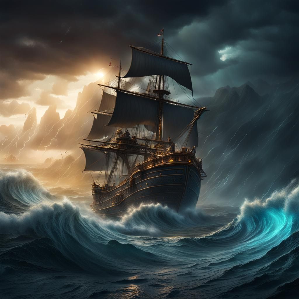 Mystical Storm on the Ocean: Fantasy Concept Art