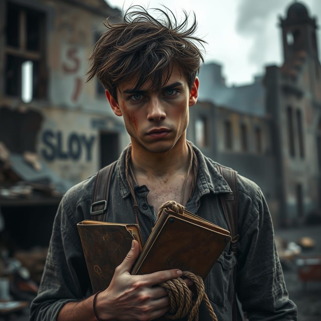 Rugged Young Survivor in Ruins