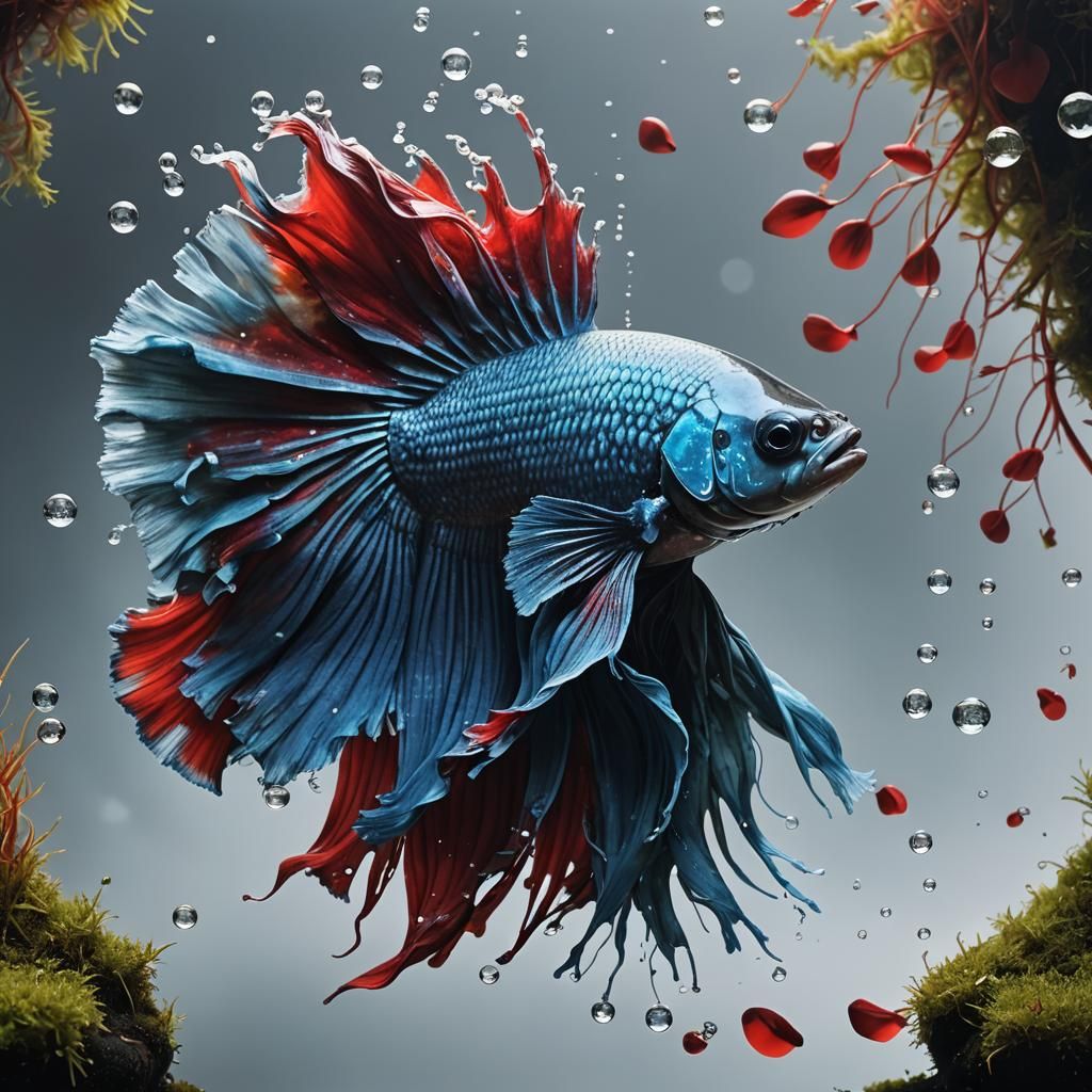 Dissolving Betta Fish in Double Exposure Style