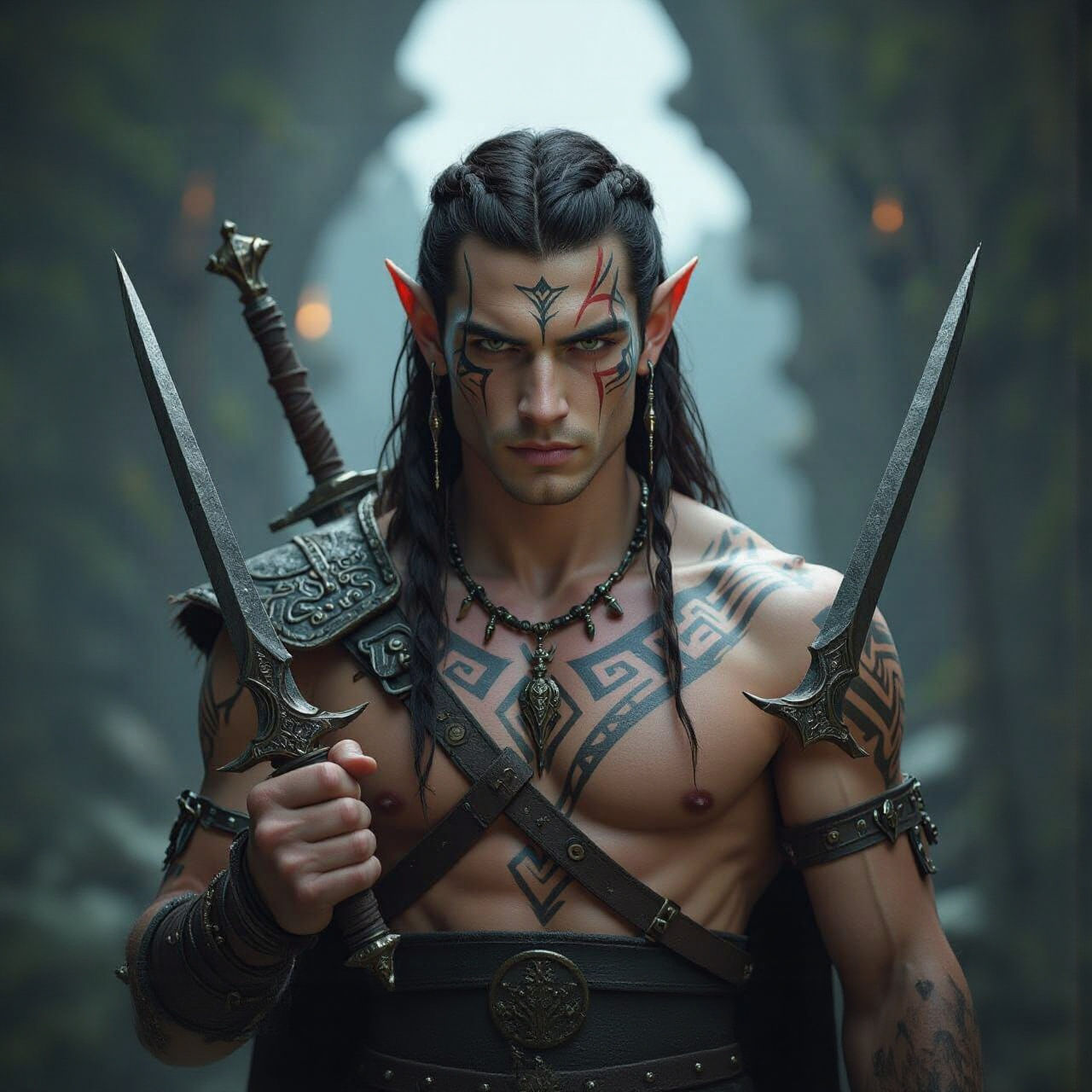 Young Elven Warrior with Daggers, Fantasy Concept Art