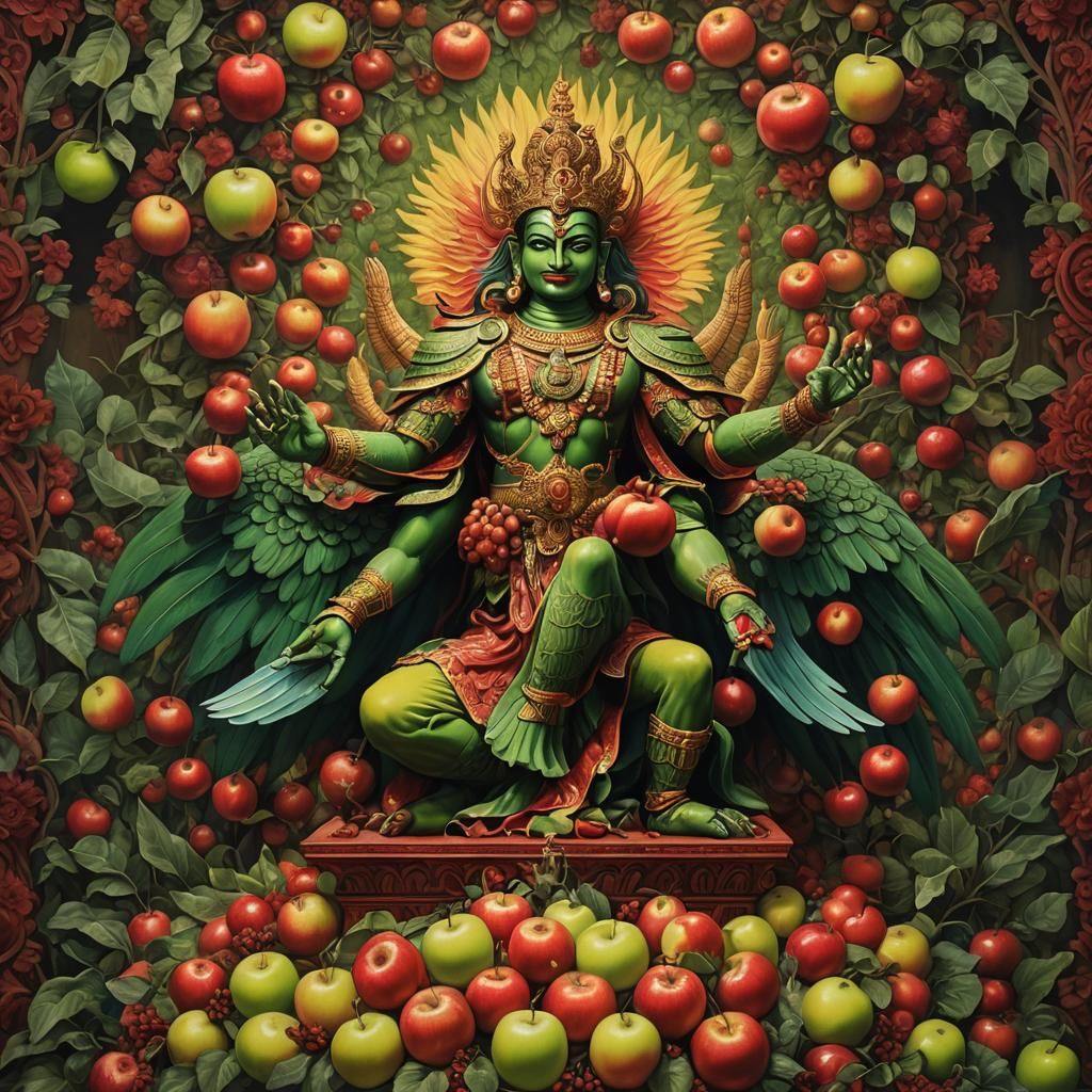 Apple Vishnu on Garuda: Fantasy Matte Painting