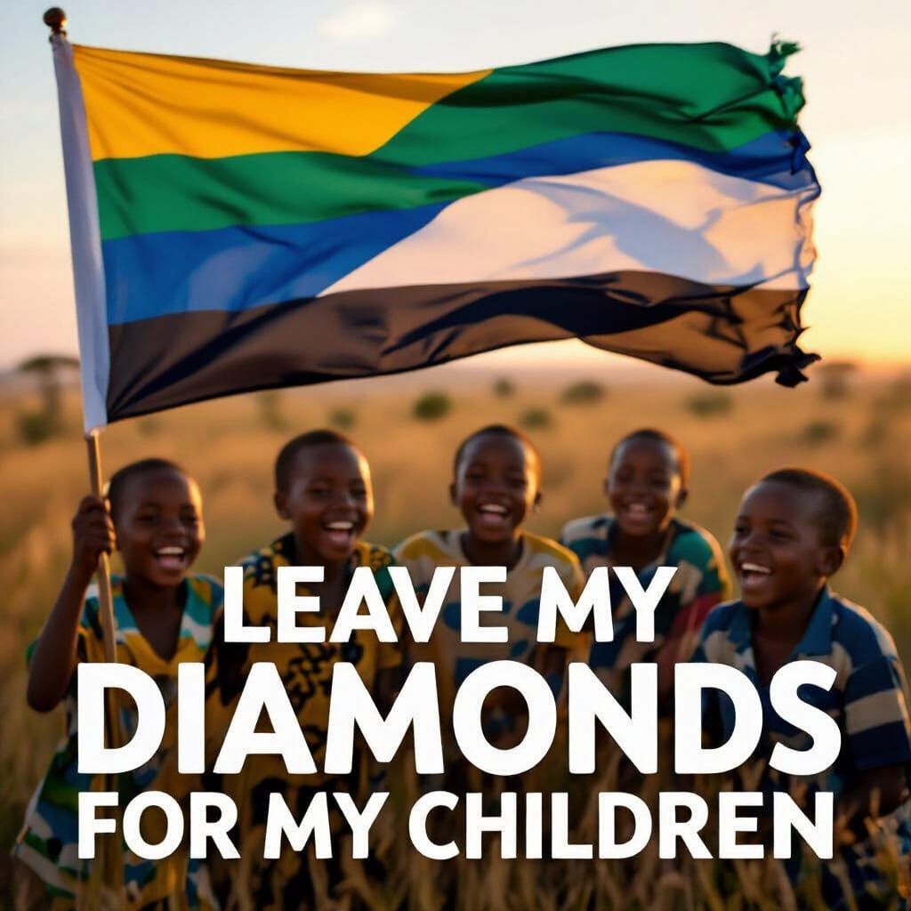 Botswana Flag Waving with Children and Diamond Message