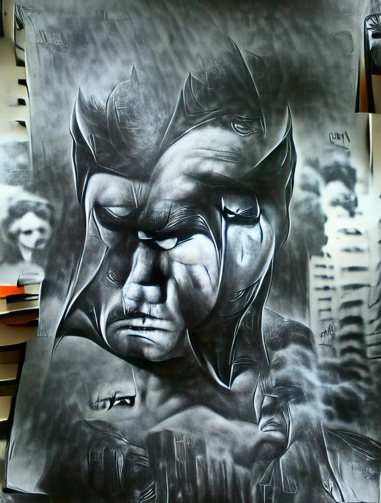 Batman Charcoal Drawing in 16k Resolution
