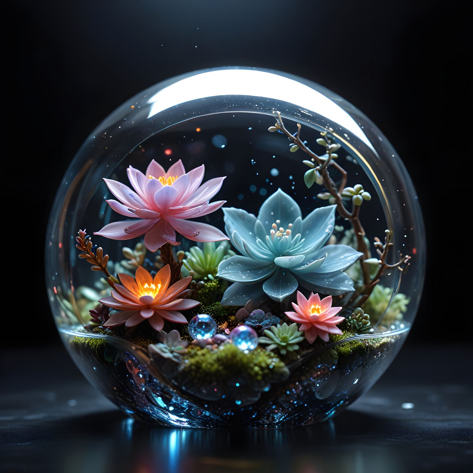 Surreal Fantasy Realm in Iridescent Bloom