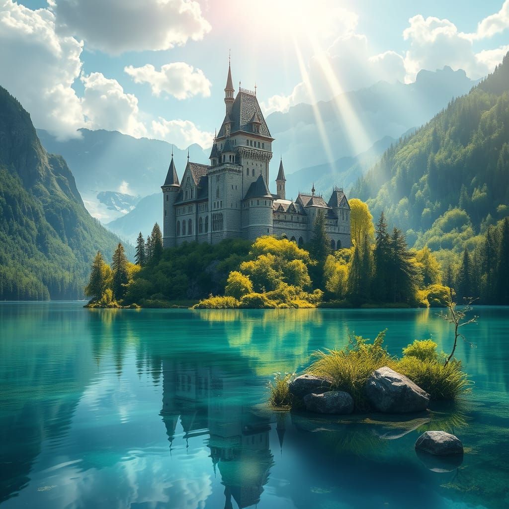 Majestic Nature Castle on Crystal Lake