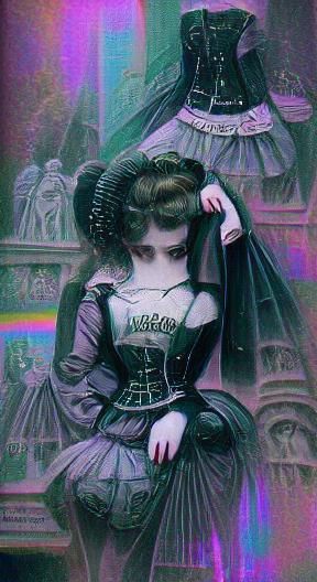 Victorian Goth Mahou Shoujo in Gustave Dore Style