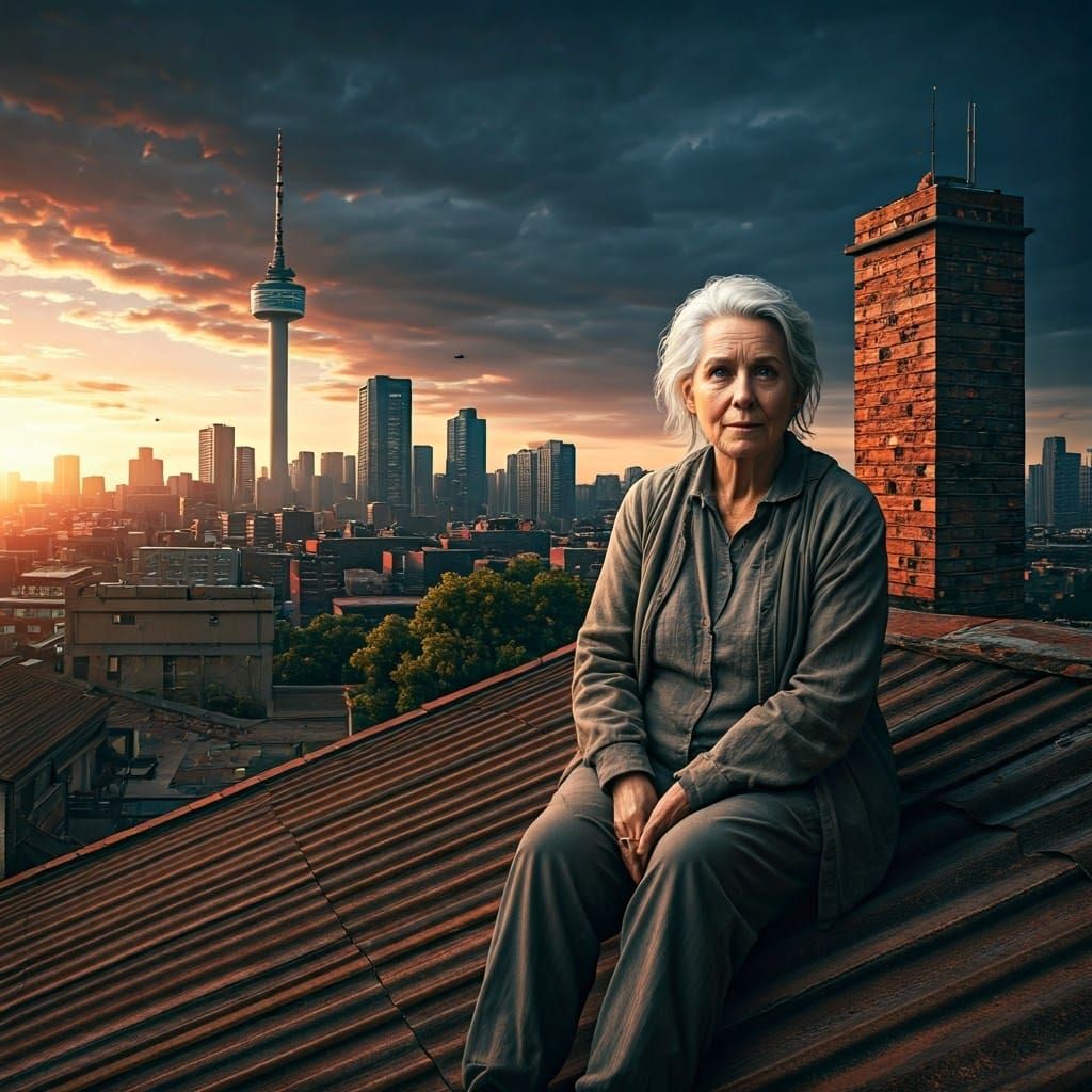 Aging Rebel Overlooks Neon Johannesburg