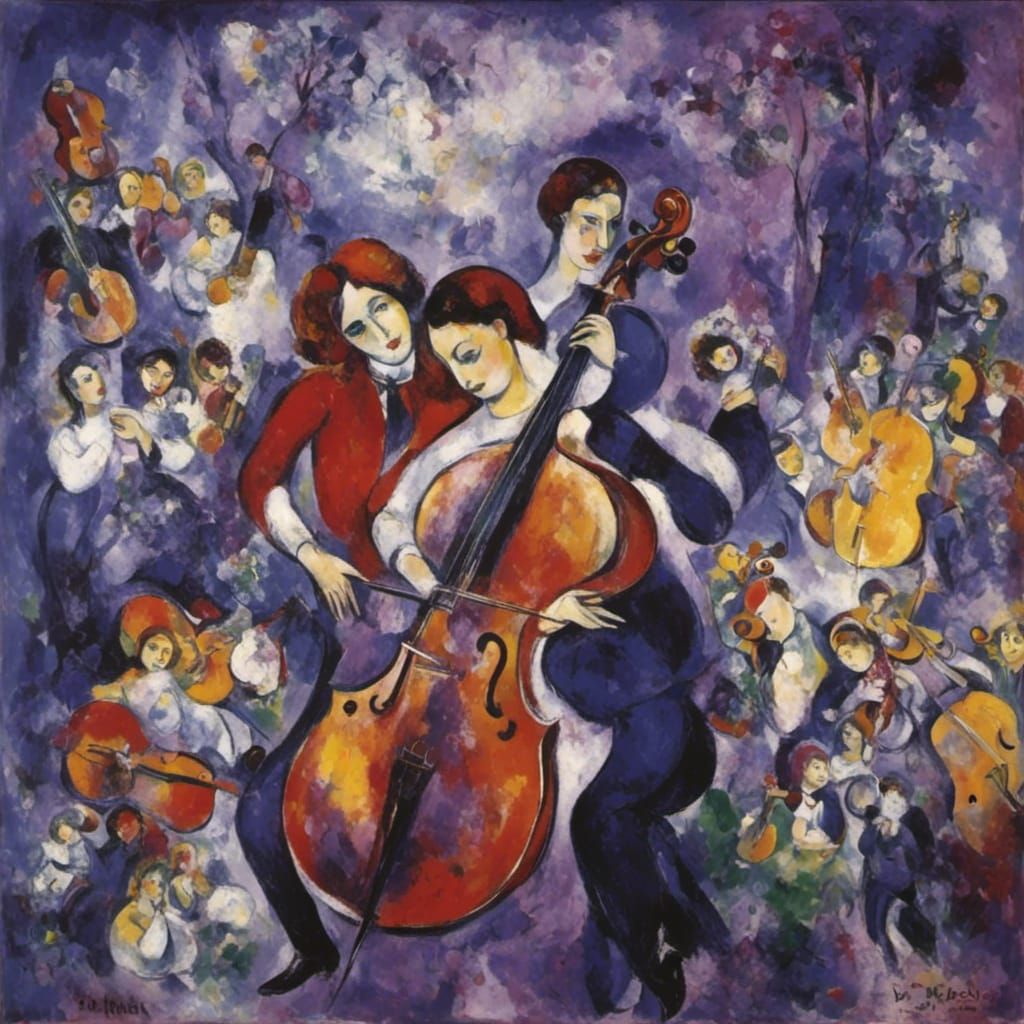 <lora:Tamara:1.0> <lora:Mark Chagall style:1.0> Only purple ...