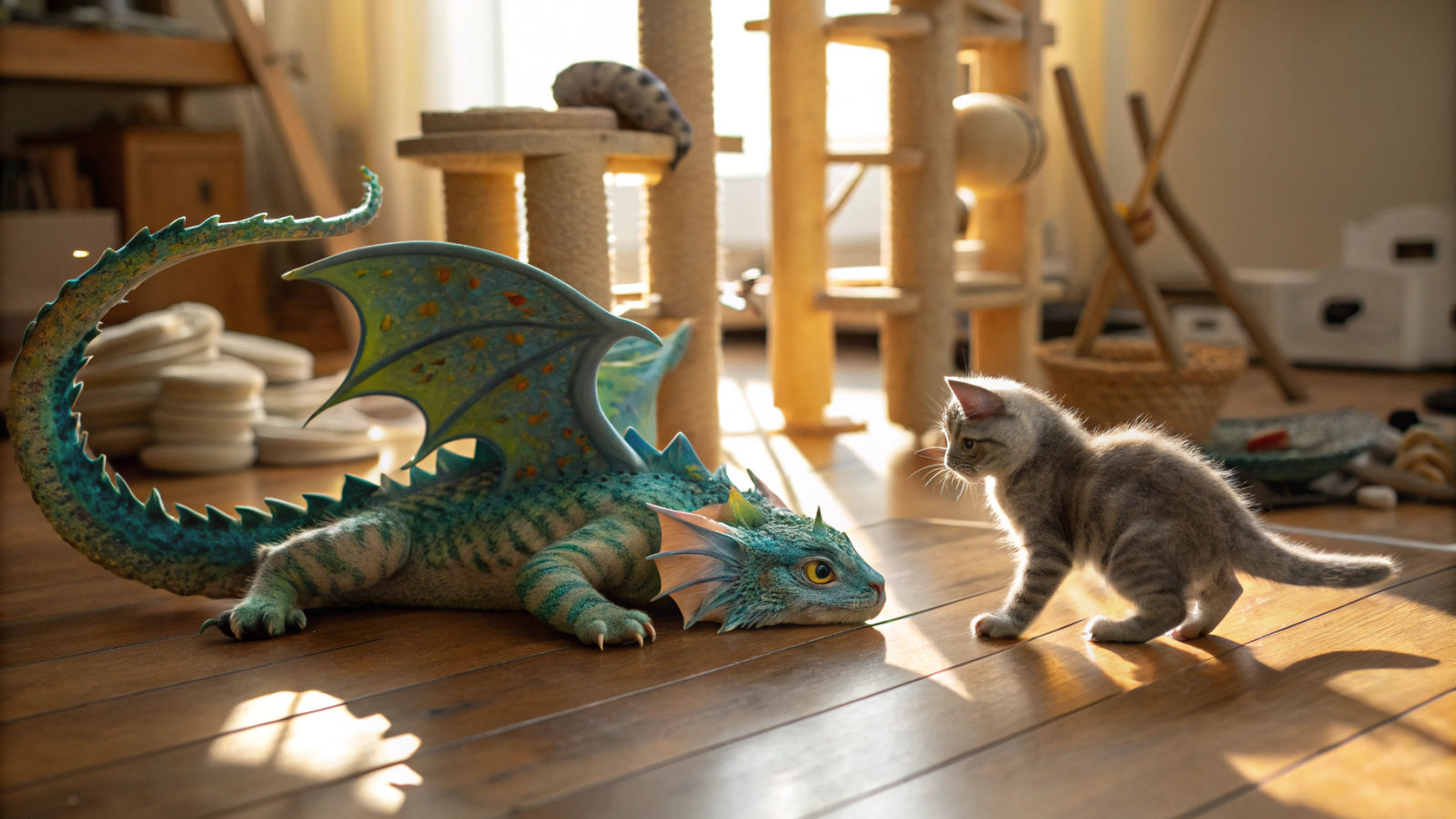 Baby Dragon and Kitten Playtime: Children's Book Illustratio...