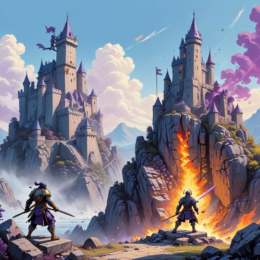 Warrior Launches Fire Rock: Digital Concept Art