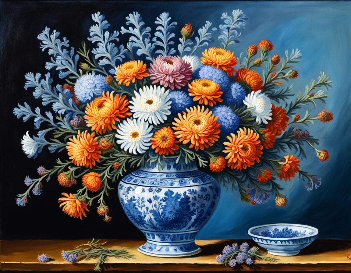 Floral Still Life in Gouache Watercolor Style