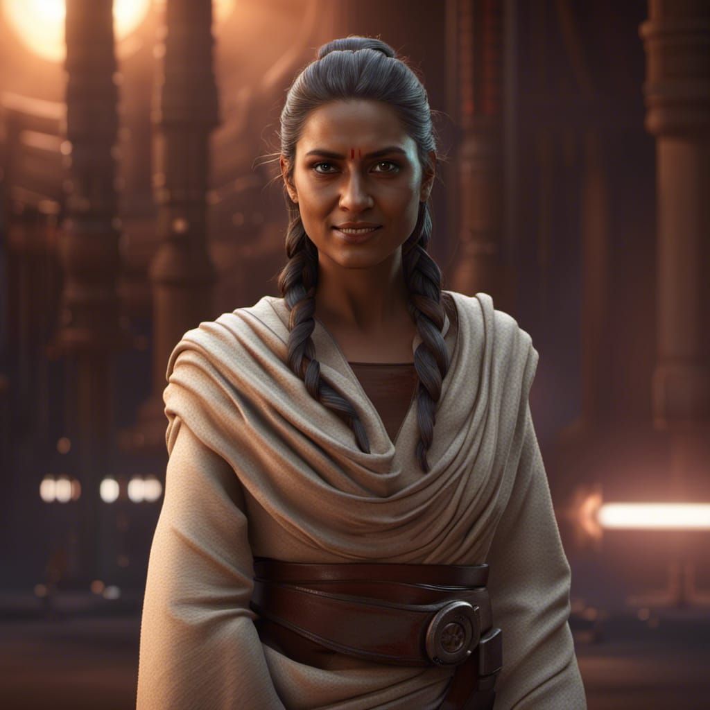 Indian Woman as Jedi in Star Wars Style