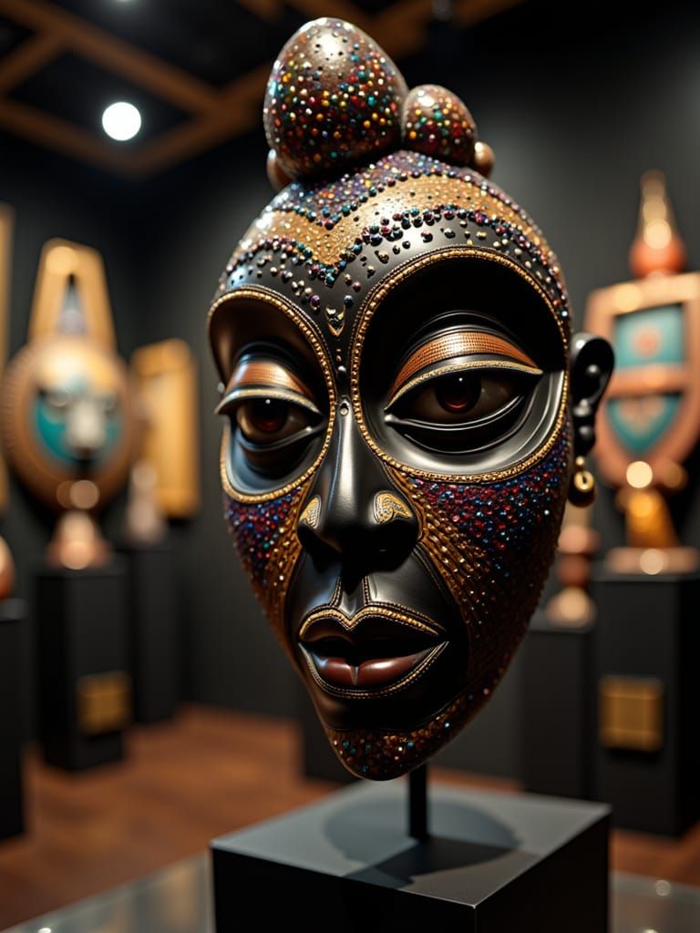 Stunning African Mask in Museum Display