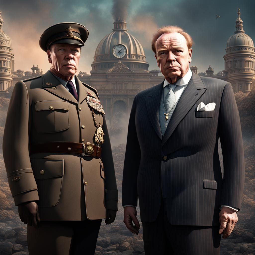 Schwarzenegger and Churchill: Detailed Matte Painting