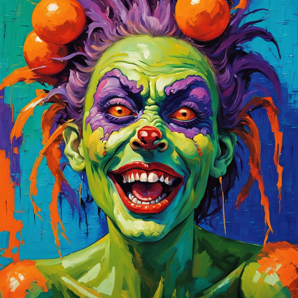 Neo-Expressionist Zombie Monkey Clown in Fauvist Style