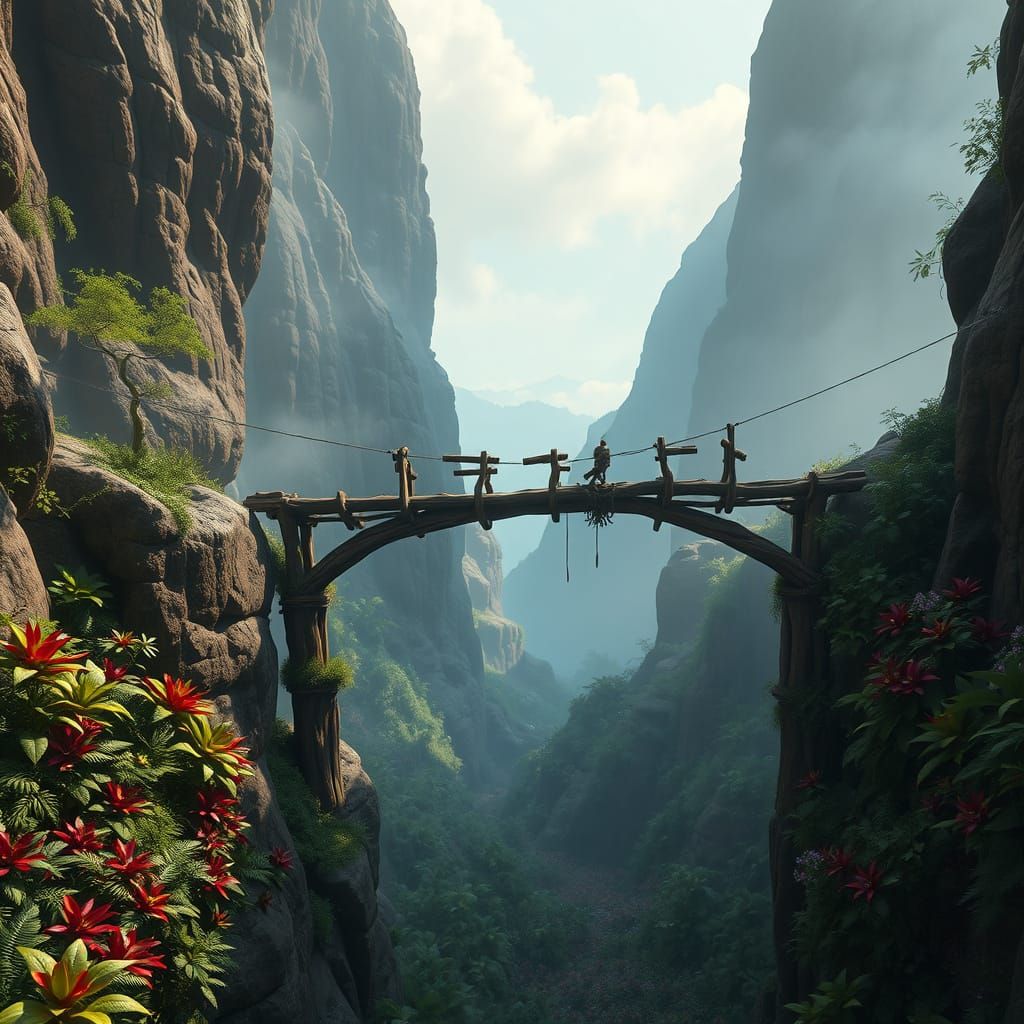 Ancient Wooden Bridge in Mini-Jungle Wadi