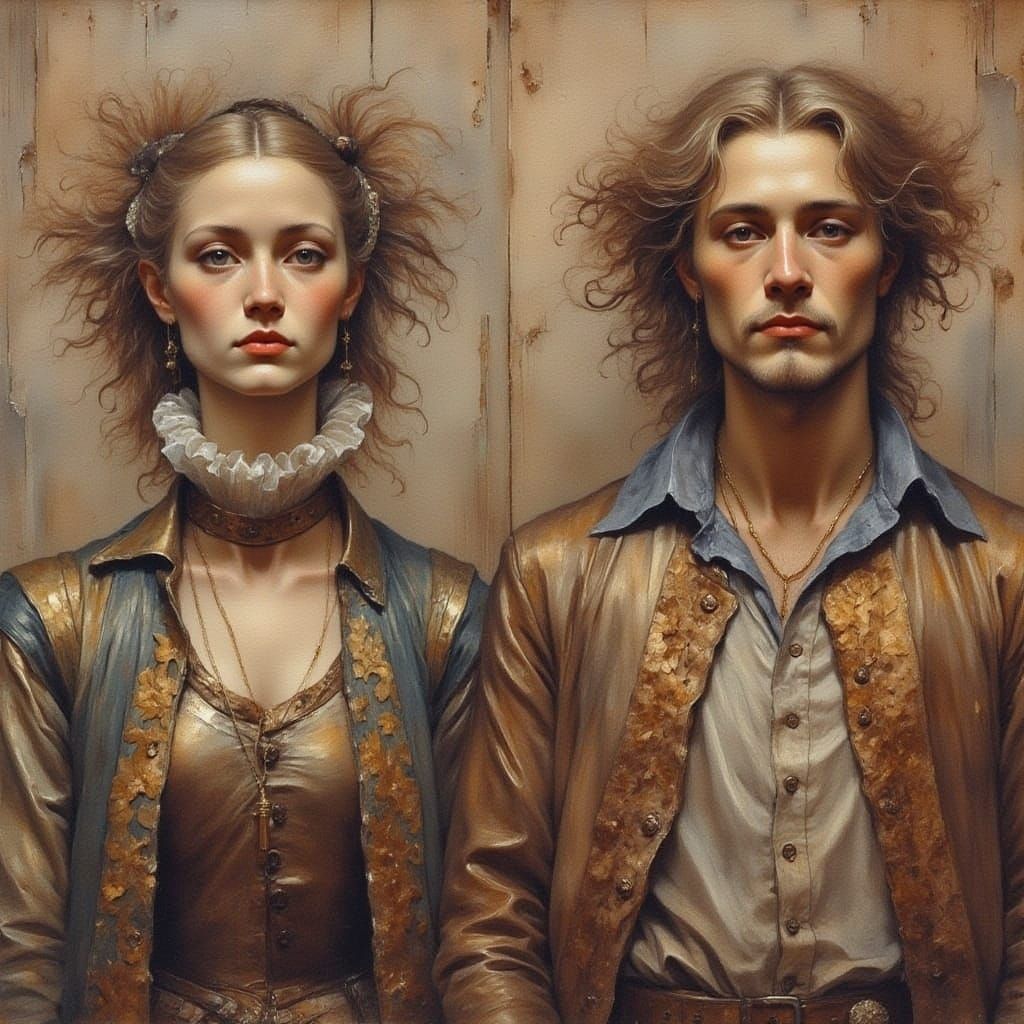 Vintage Style Portrait of a Man and Woman