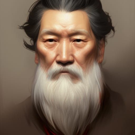 Morihei Ueshiba Portrait in Art Nouveau Style