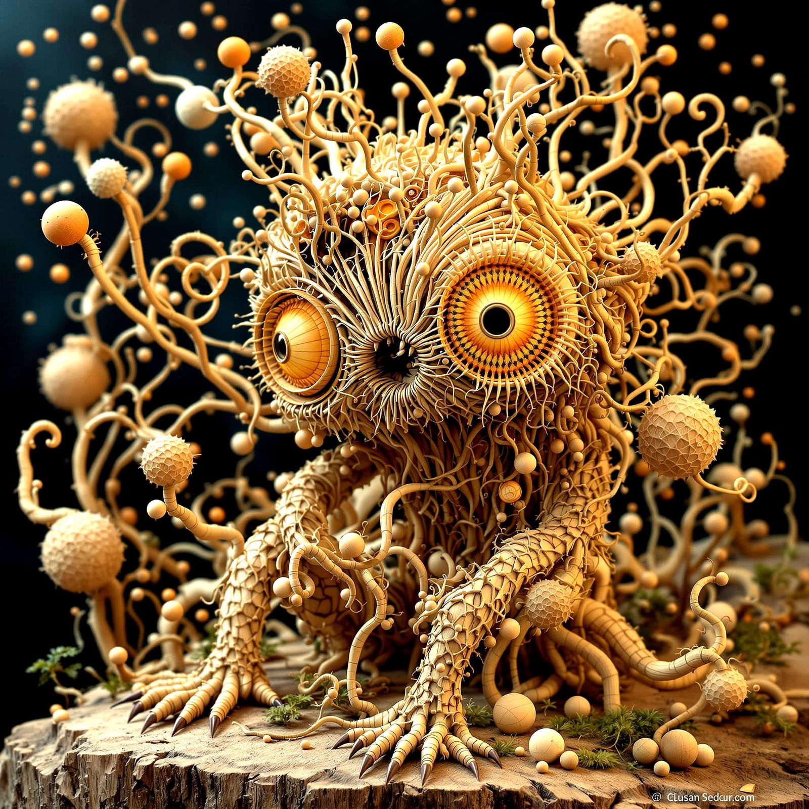 Adorable Wooden Munchkin Creature in Intricate 3D Render