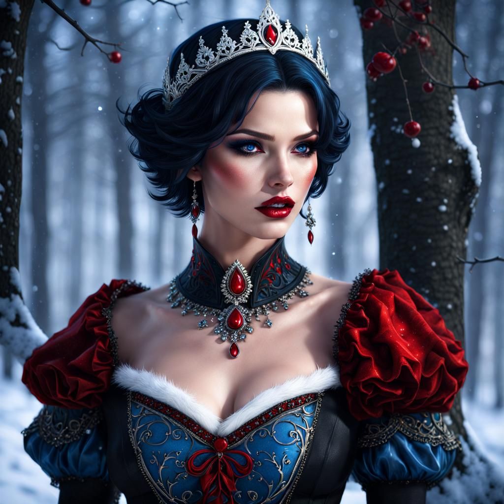 Gothic Snow White Portrait in Splash Art Style