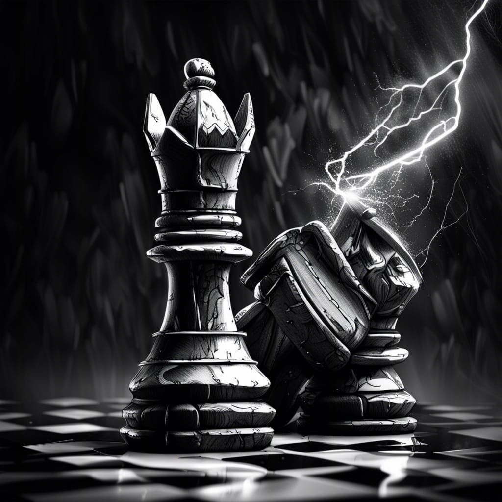 Dramatic Black and White Bishop Chess Piece Sketch