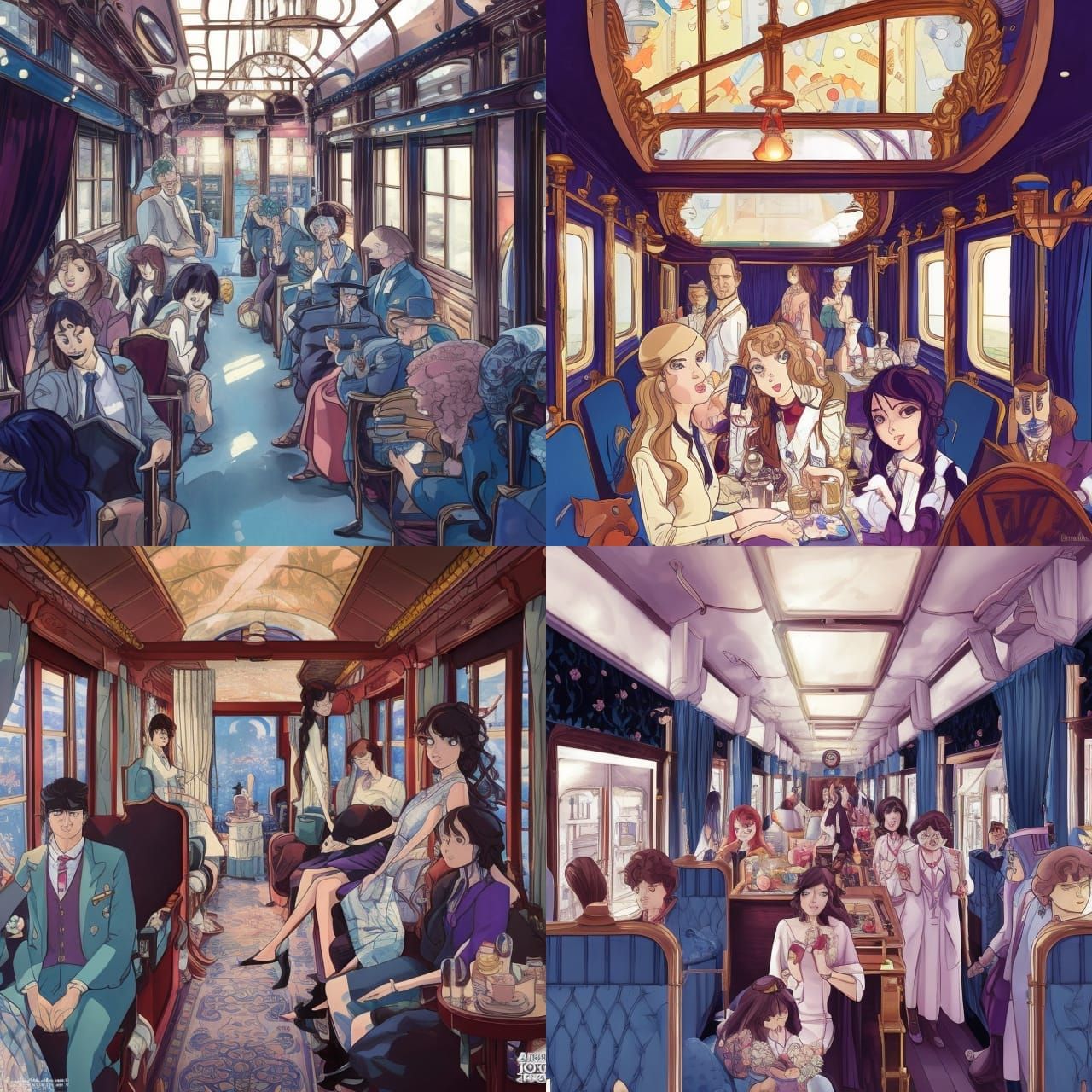 Luxurious Orient Express Train Interior: Comic Illustration