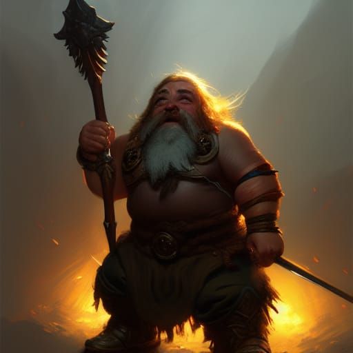 Dwarf Warrior with Axe: Dark Fantasy Concept Art