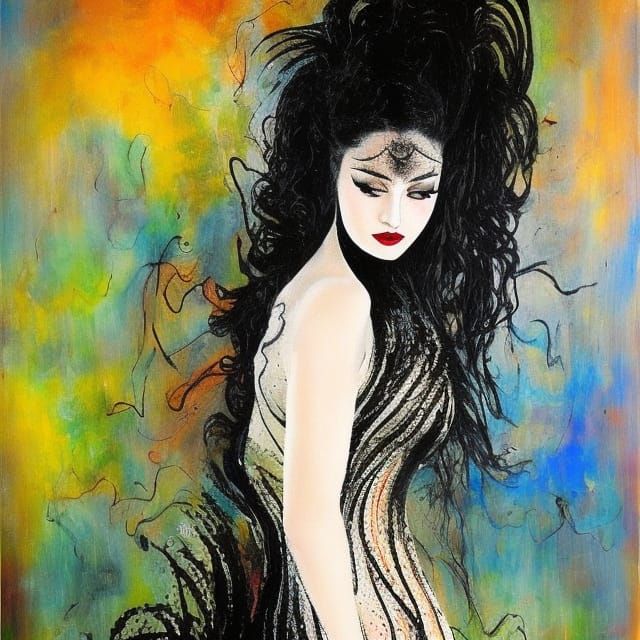 Kate Bush in Chagall Style with Flowing Costume